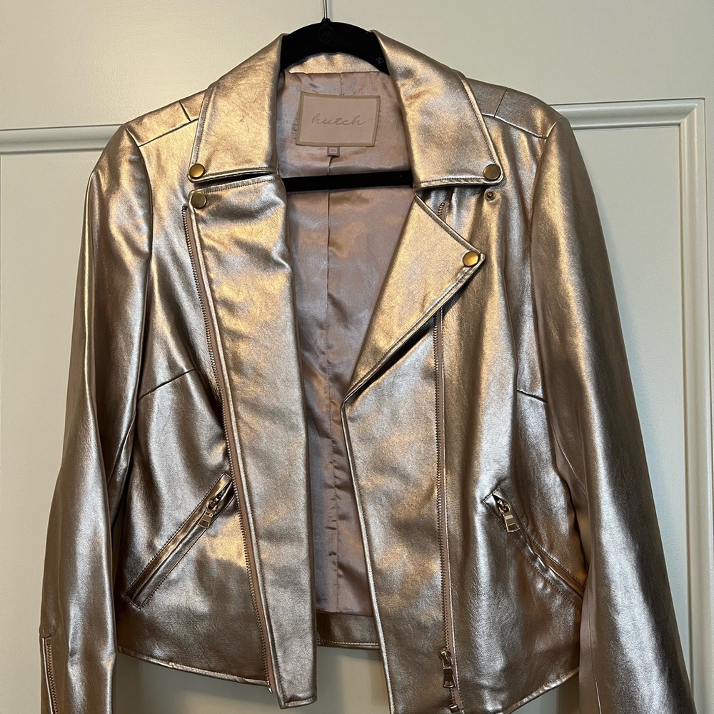 Rose gold faux leather jacket